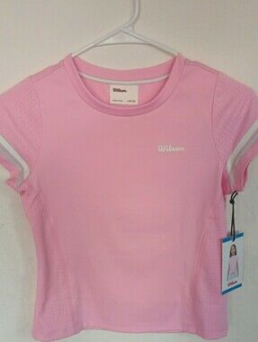 New Girls 4/5 Wilson Light Pink Performance Tee with White Accents